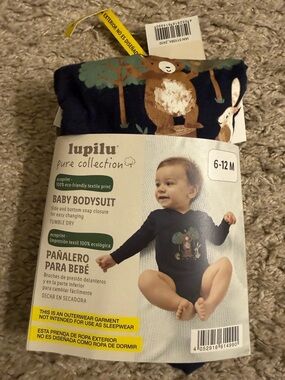 Baby Dark Blue Woodland Animal Unisex Bodysuit Onesie - size 6-12M